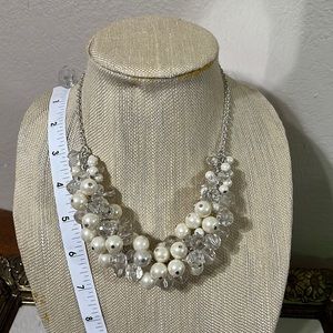 Classy, clustered faux Pearl and Crystal short necklace